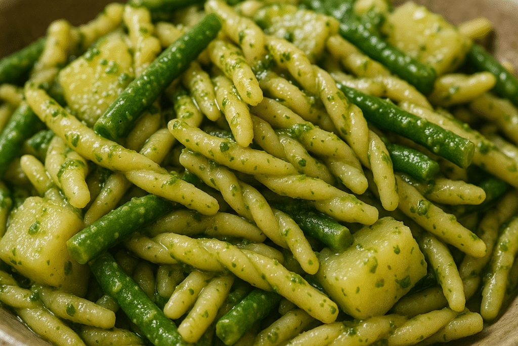 trofie al pesto pasta with beans and potato trofie al pesto pasta with beans and potato