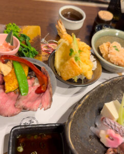 special japanese dinner in bento box style